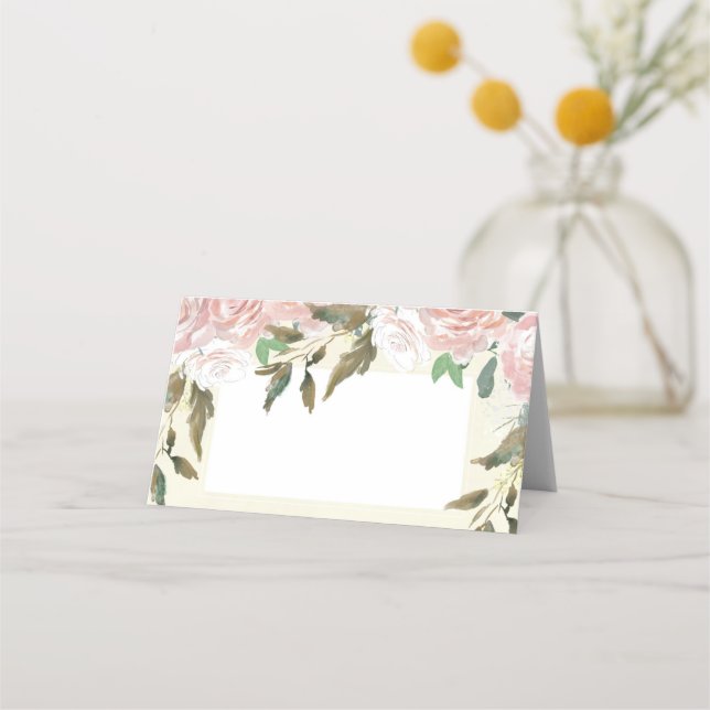 Carte De Placement carte mariage couleur ivoire fleuri rose (Devant)