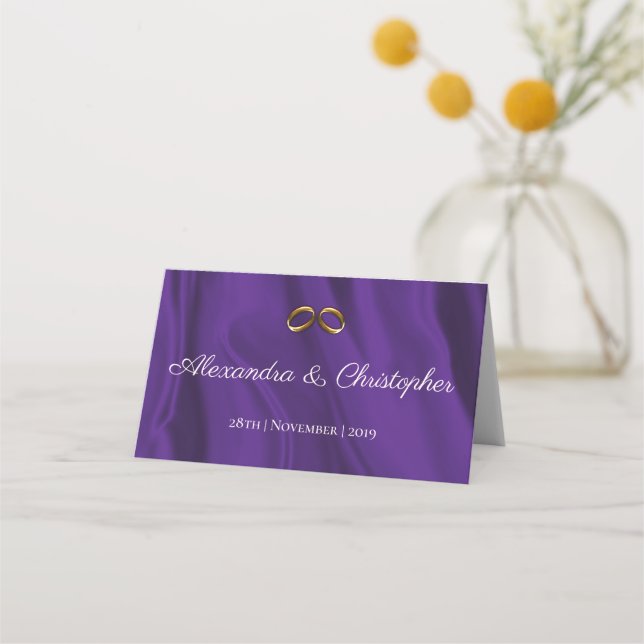 Carte De Placement Carte Mariage en soie violette (Devant)