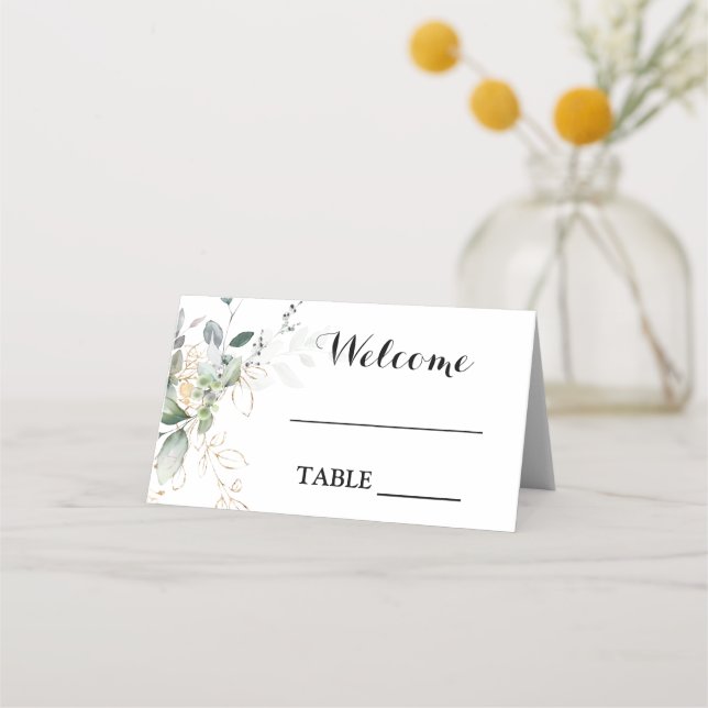 Carte De Placement Carte mariage Eucalyptus verdoyante (Devant)