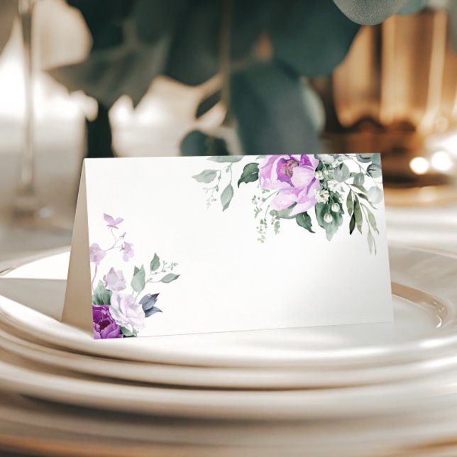 Carte De Placement Carte Mariage Eucalyptus Violet Flowers (Créateur téléchargé)