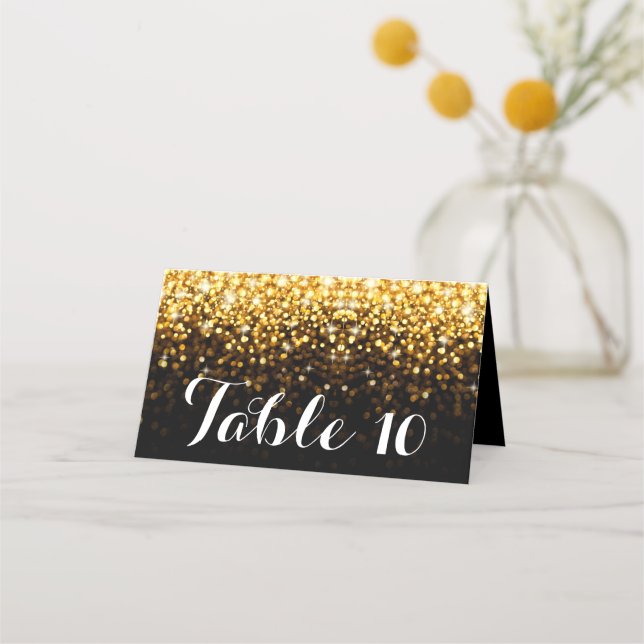 Carte De Placement Carte Mariage Gold Black Hollywood Glitz Glam (Devant)