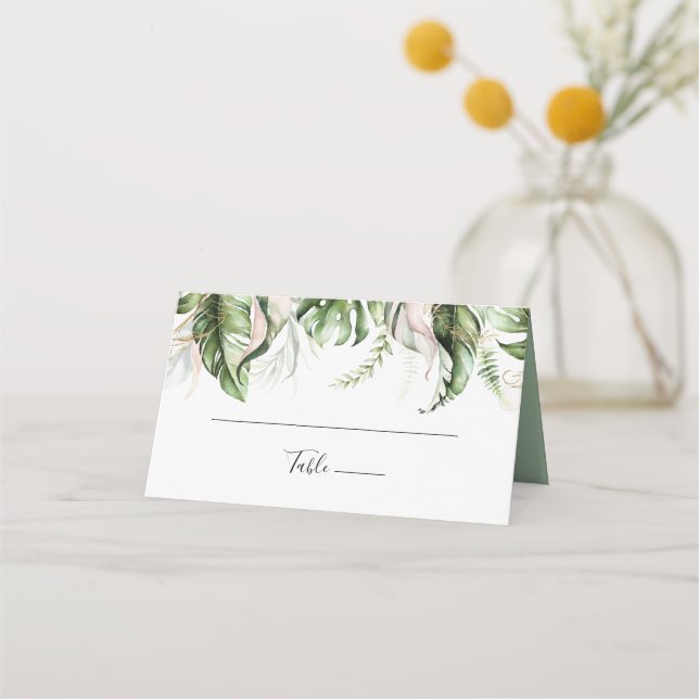 Carte De Placement Carte Mariage Gold Tropical Greenery (Devant)