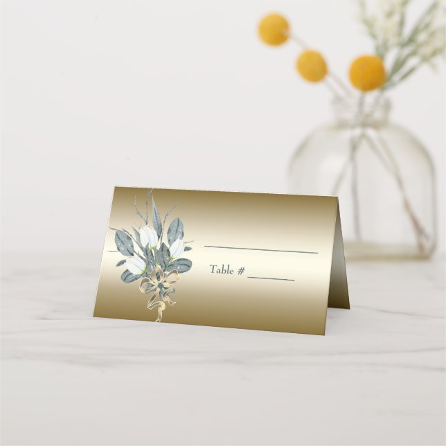 Carte De Placement Carte Mariage Gold Tulips Blanc (Devant)