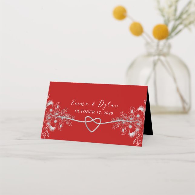 Carte De Placement Carte Mariage rouge (Dos)