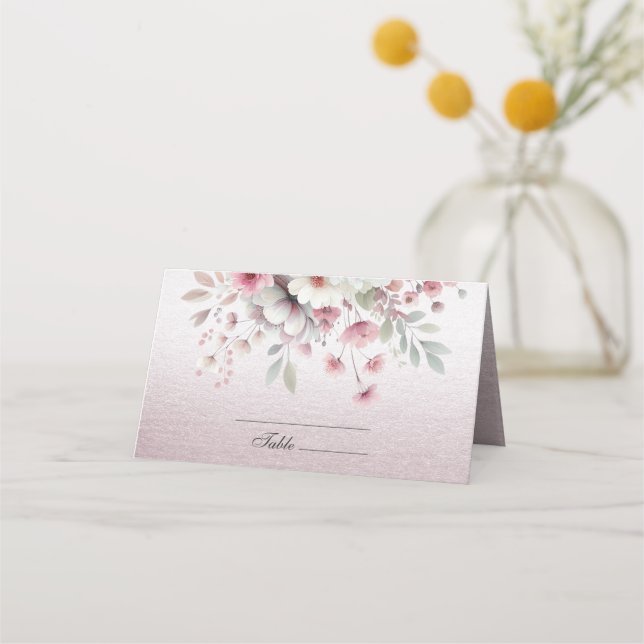 Carte De Placement Carte moderne rose blanc Floral Place (Devant)