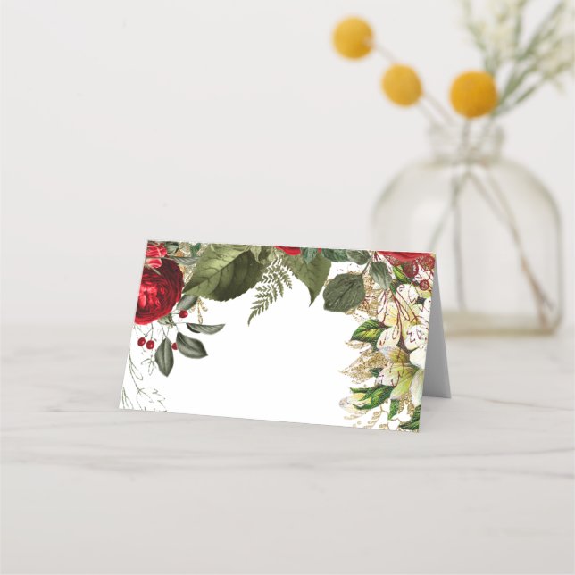 Carte De Placement carte-pancarte rouge burgundy à fleurs mariage (Devant)