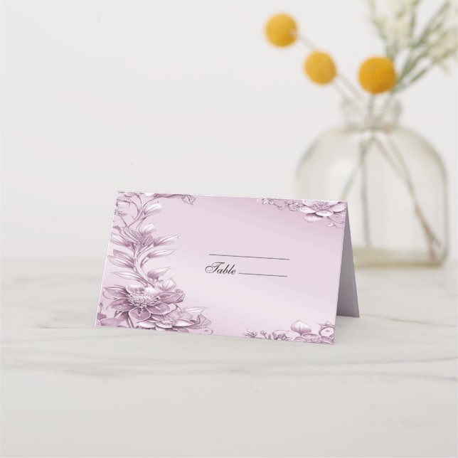 Carte De Placement Carte Place Folial Rose (Devant)