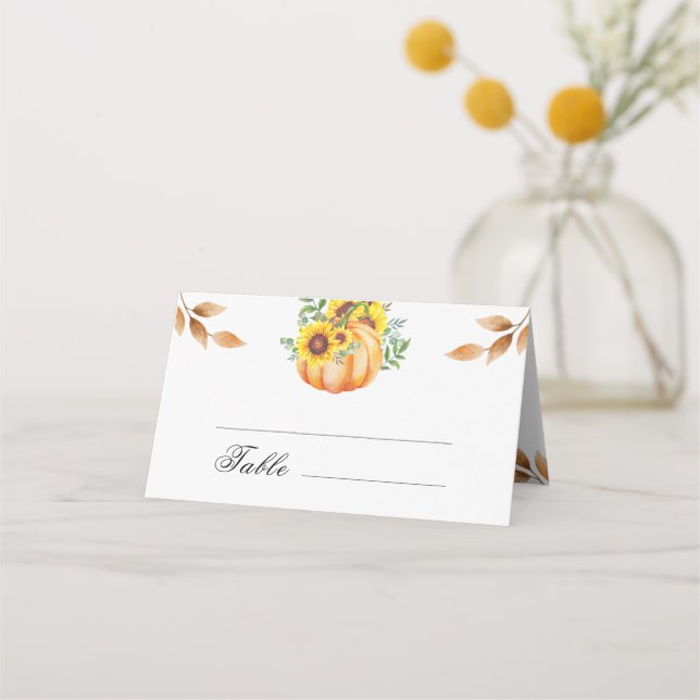 Carte De Placement Carte Place Mariage Citrouille aquarelle (Devant)