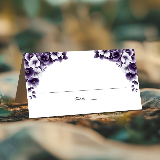 Carte De Placement Carte Place Mariage Floral Violet (Créateur téléchargé)