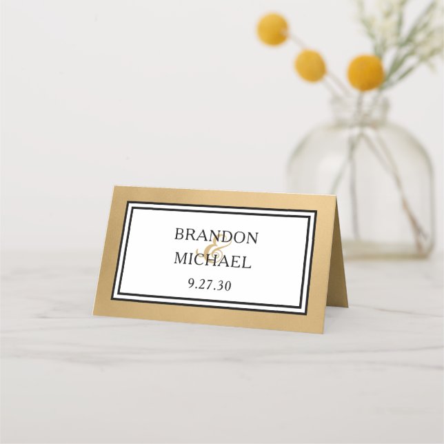 Carte De Placement Carte Place Mariage moderne LGBTQ Gold (Dos)