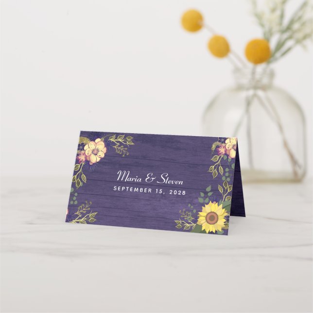 Carte De Placement Carte Place Mariage Sunflower (Dos)
