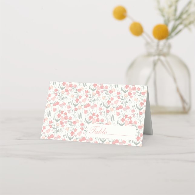 Carte De Placement Carte Place Pea Rose et Fleurs de Crème (Devant)