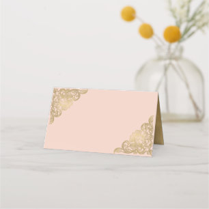 Carte De Placement Carte Place pliée Chic Peach et Gold Mariage