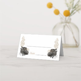 Carte De Placement Carte Place pliée Quinceañera en noir et or