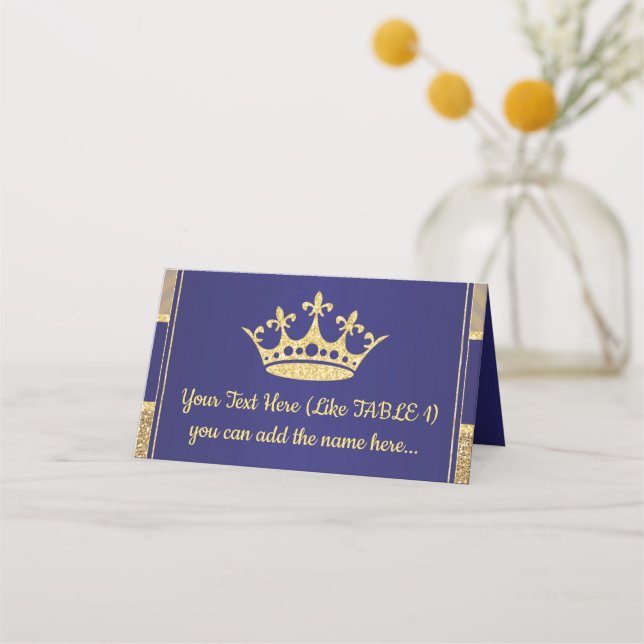 Carte De Placement Carte Place - Royal Gold Blue Prince King thème (Devant)