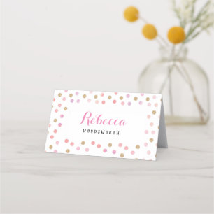 Carte De Placement Carte pois or et rose, anniversaire