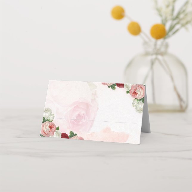 Carte De Placement Carte rose de mariage (Devant)