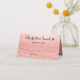 Carte De Placement Carte Rose Gold Parties scintillant Sweet 16 perso