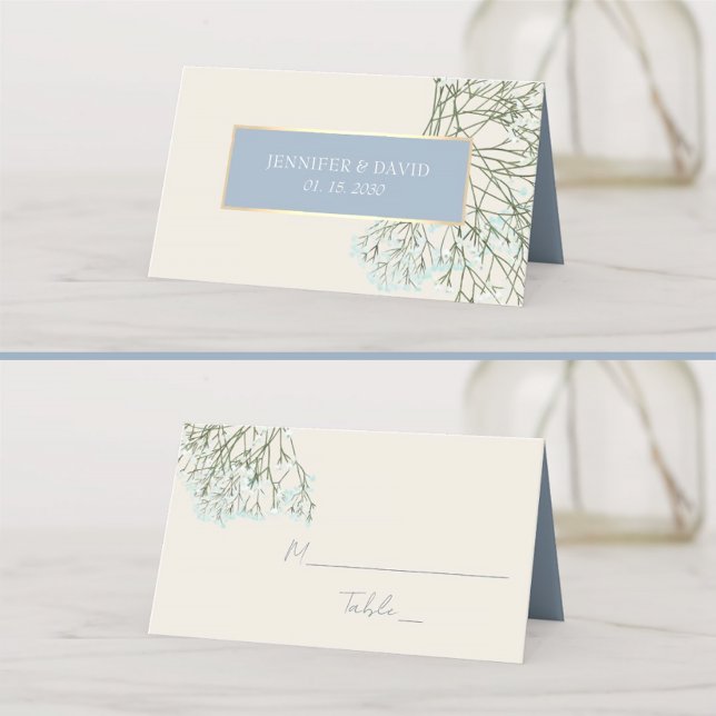 Carte De Placement Carte Rustique Floral Dusty Blue Mariage Place (Créateur téléchargé)