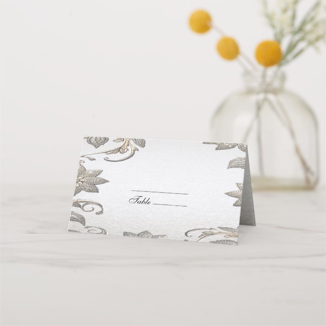 Carte De Placement Carte Silver Gold Floral Place (Devant)