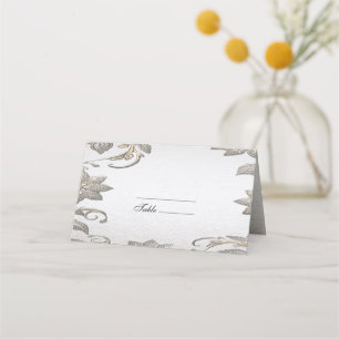 Carte De Placement Carte Silver Gold Floral Place