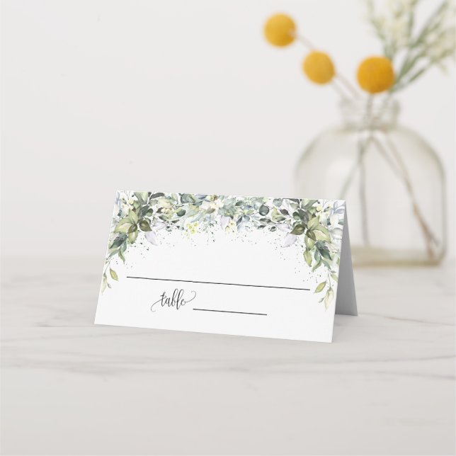 Carte De Placement Carton de Table Mariage sous la Douche de Eucalypt (Devant)
