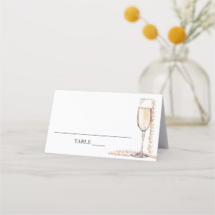 Carte De Placement Carton d'invitation plié Perles élégantes et Prose