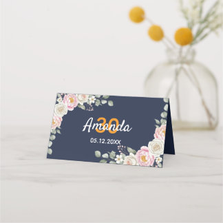 Carte De Placement Carton élégant de repérage de place avec motif flo
