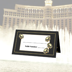 Carte De Placement Casino Vegas sophistiqué Black Gold Heart Table