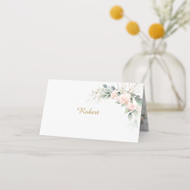 Carte De Placement Casque BlushFloralWeddingPlace (Devant)