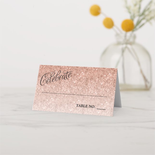 Carte De Placement Célébrer la Parties scintillant Rose Gold Personna (Devant)