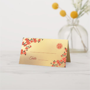 Carte De Placement Cerisier Blossom Rouge Or Mariage chinois