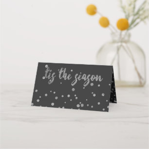 Carte De Placement C'est la saison Holiday Glam Silver Confetti Escor