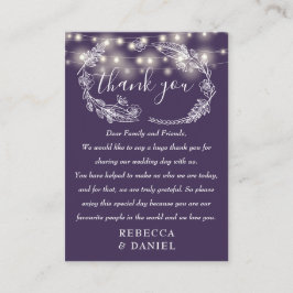 Carte De Placement Chaîne éclaire Merci Floral Mariage violet
