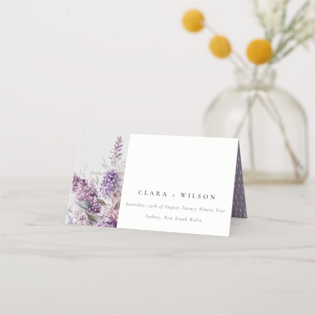 Carte De Placement Chalet Dusky Lilac Mariage d'aquarelle florale (Devant)