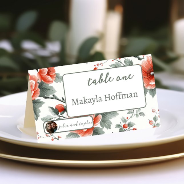 Carte De Placement Charmant Mariage de Noël avec photo romantique (Créateur téléchargé)