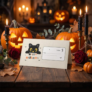 Carte De Placement Chat noir mignon Halloween