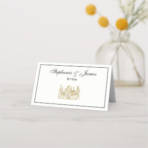 Carte De Placement Château héraldique vintage #2 Crest Faux Gold