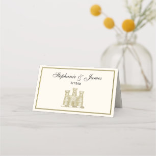 Carte De Placement Château héraldique vintage Emblem Crest Faux Gold