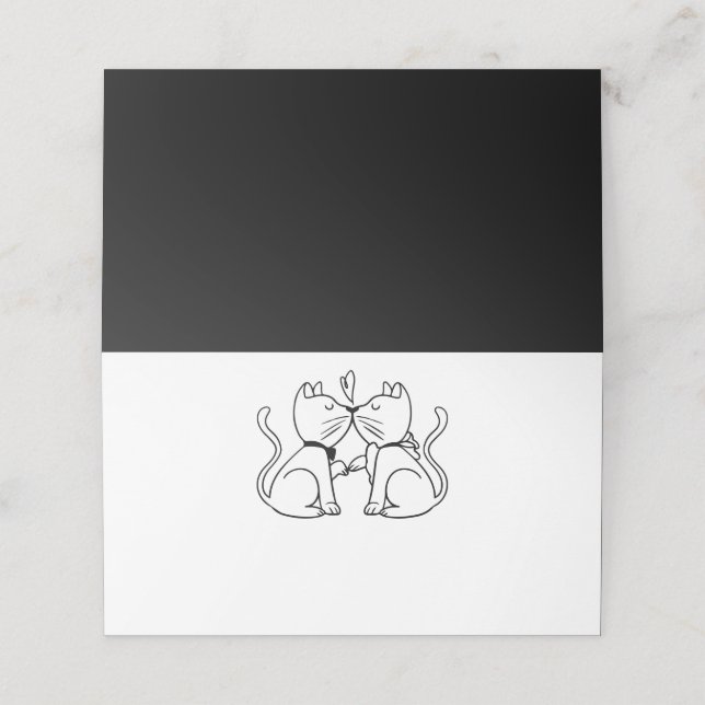 Carte De Placement Chats Black Mariage Fête des mariées Anniversaire (Extérieur déplié)