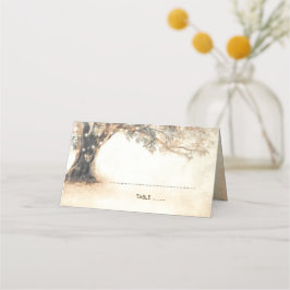 Carte De Placement Chêne rustique et Mariage de coeur sculpté