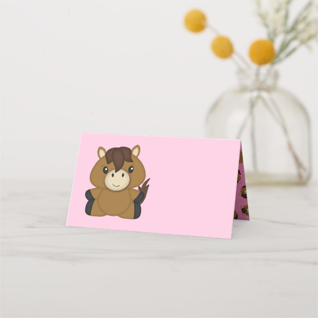 Carte De Placement Cheval Baby shower fille rose (Devant)