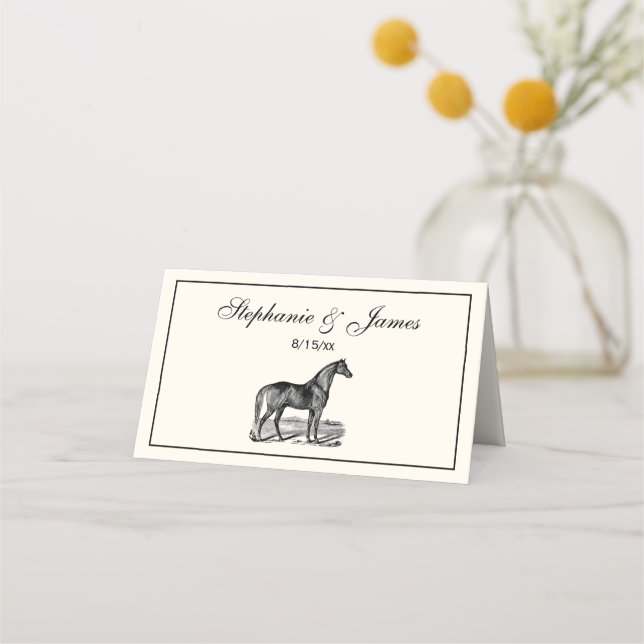 Carte De Placement Cheval vintage debout (Devant)