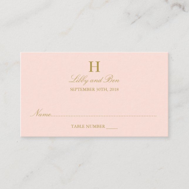Carte De Placement Chic Blush Mariage rose et or (Devant)