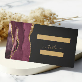 Carte De Placement Chic Bourgogne Or Agate Dark Mariage Table