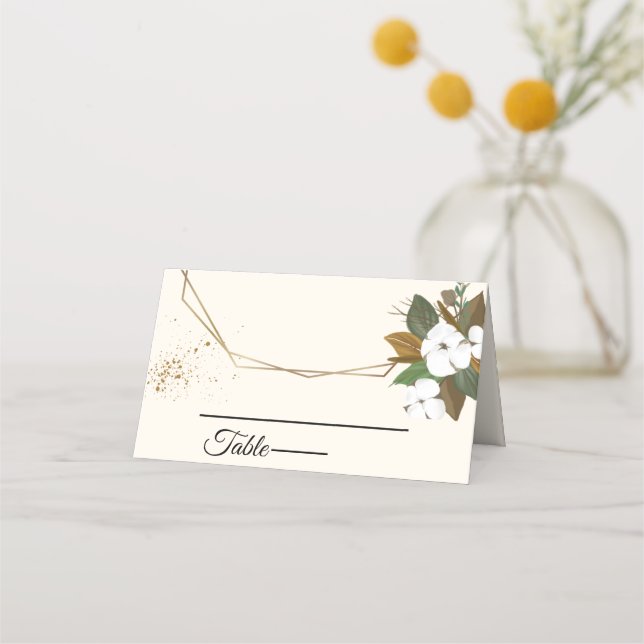 Carte De Placement Chic Brown Et Mariage Floral Crème (Devant)