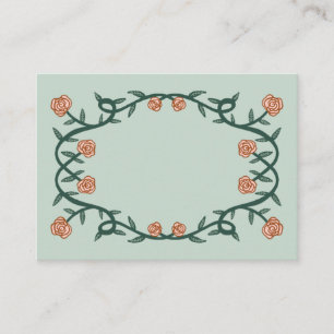 Carte De Placement Chic cadre Rose élégant Botanique Floral VertRose