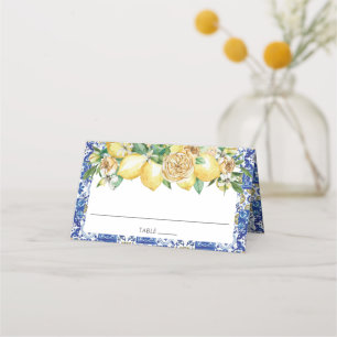 Carte De Placement Chic Citron vert Floral Méditerranée Bridal