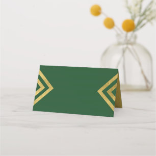 Carte De Placement Chic Elegant Vert et Faux Or Géométrique