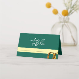 Carte De Placement Chic Emerald Green Gold Rings Mariage
